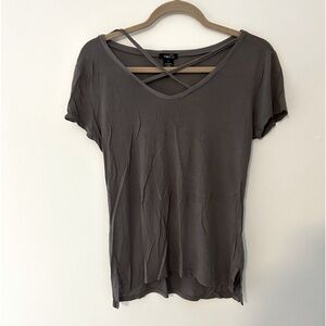 Grey Crisscrossed neckline top